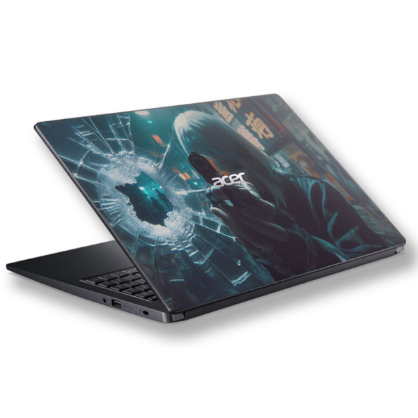 Acer Aspire 3 A315 23 55G anime girl gun bullet hole glass skin