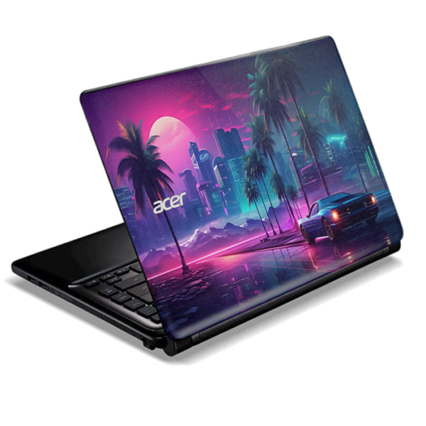 Acer E3 112 C52T sunset synthwave sports car skin