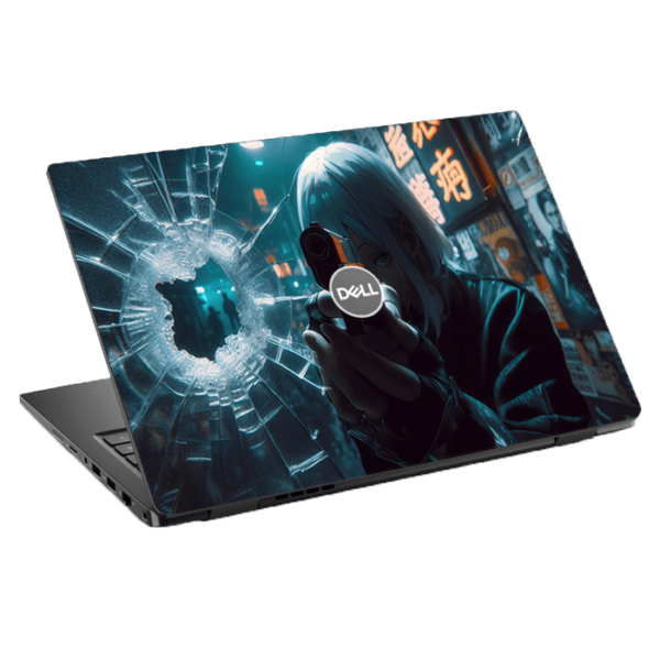 Dell G15 5515 Ryzen Edition P105F anime girl gun bullet hole skin